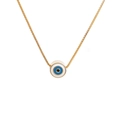 Minimalist Lucky Eye pendant necklace in gold finish with blue enamel evil eye charm - Gold Blue Eye White Base