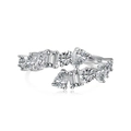 Luxurious S925 sterling silver open ring with multi-shape zircon stones on white background - Silver Color (DY120895)
