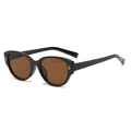 Lunettes de soleil œil de chat, monture noire, verres bruns et détails dorés - Monture Noire Verres Bruns