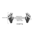 Silver skull hands nipple piercing ring with barbell dimensions and weight technical specs - Silver Skull Hands