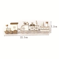 White and gold Christmas wooden mini train ornament with 4 carriages for festive decor - White Gold