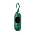 Dark green dog poop bag dispenser in capsule shape with a matching plastic hook - Long Dispenser Dark Green