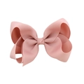 4-inch large pink grosgrain ribbon hair bow clip for girls with textured finish - Pink (#2)