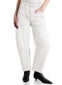 Détail du jean cargo blanc à taille haute avec poches plaquées et coutures contrastées - S / Blanc