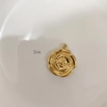 2cm golden rose flower pendant in stainless steel with detailed floral engraving - G13 Camellia