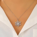 Sparkling snowflake necklace with pearls and crystals on silver chain for women - 17 White K Style (DZ-881 Necklace)