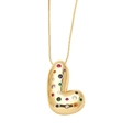 Gold letter L necklace pendant with multi-colored cubic zirconia on a delicate chain - Style L