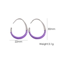 Minimalist geometric 14K gold stainless steel hoop earrings in purple enamel finish - Small / Violet-Silver