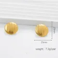 23mm round gold stainless steel stud earrings with wavy relief texture and 18K finish - Round Smooth Texture / Gold