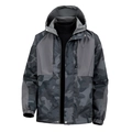 Camouflage windjack met capuchon voor heren in grijs en zwart waterdicht outdoor-materiaal - S (EU-maat) / Camo Blauw
