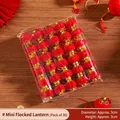 Set di 30 mini lanterne rosse floccate, 3cm, decorazione festiva per Capodanno cinese - Diametro 3cm/Altezza 3cm / Set da 30