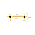 Gold-plated cross nipple ring with black heart gemstones and 14mm stainless steel barbell - Gold Cross Black Rhinestone (24020501-10)