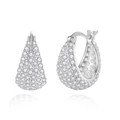Sparkling S925 sterling silver hoop earrings with hollow handbag design and pavé zircons - 925 Silver / Silver