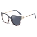 Cat eye photochromic glasses with dark grey tortoise frame and gold metal temples - C3 Grey Tortoiseshell to Grey