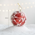 Boule de Noël rouge 10cm avec paillettes, filet blanc et cordon de suspension doré - Boule Filetée Rose Champagne 6 pièces