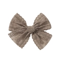 Detailed close-up of brown lace embroidery bow hair clip with intricate hollow patterns - Taupe (12)