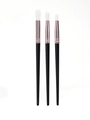 Three-piece synthetic wool eye makeup brush set with black handles and rose gold tubes - Black Gold Style