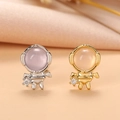 Par de pendientes de astronauta en plata y oro con detalles de circón fino - 6# (Astronauta) / Plateado