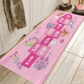 Pink flannel kids hopscotch play mat with princess castle and rainbow patterns - 40x60cm / Hopscotch Princess Theme-2