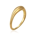 Anillo de cúpula en acero inoxidable chapado en oro de 18K con diseño de banda ancha - US 7 / Diseño de Cúpula No.3 (3号) / Dorado