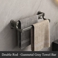 Double-layer gun grey space aluminum towel rack with 30cm no-drill wall mount design - Gunmetal Grey Double Rod 30CM