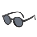 Opvouwbare ronde vintage zonnebril voor kinderen met zwart frame en grijze glazen - Zwart