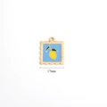 17mm stamp-shaped lemon pendant in gold finish with blue enamel for DIY jewelry - Lemon Stamp