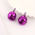 Two purple metal Halloween pumpkin bells with jack-o'-lantern faces for festive decoration - 24mm / Bright Purple