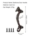 Nordic vintage seahorse cast iron handle in dark brown finish with mounting screws - Vintage Black Seahorse Pull