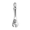 Silver stainless steel adjustable wrench pendant tool charm with a polished finish - Steel Color Wrench (KLJ5576-Z)