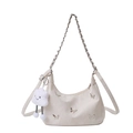 Sac hobo blanc cassé avec papillons métalliques et pendentif nuage en peluche blanche - Blanc Avec Pendentif