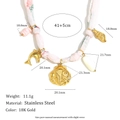 Collana in acciaio oro 18K con ciondoli a conchiglia e delfino su cordino rosa - Collana in Nastro con Conchiglia Fossile-Oro Rosa