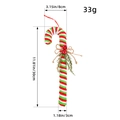 Adorno bastón de Navidad 30cm rojo verde blanco con cascabeles y agujas de pino - Rojo Verde Blanco Rayas