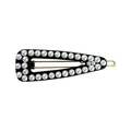 Elegante fermaglio per capelli nero a goccia con bordi di perle bianche e metallo - goccia / Nero