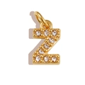 Detailed view of a gold Z-shaped pendant with inlaid zircons for DIY jewelry making - Letter Z / Gold