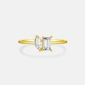 Minimalist s925 silver ring in gold finish featuring marquise and rectangular zircons - US 8 / 277-Double Stone Marquise Emerald Cut / 18K Gold