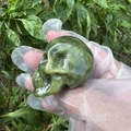 5cm hand-carved green semi-precious gemstone crystal skull with polished finish - Southern Jade