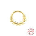 Detail view of gold S925 sterling silver hoop earring in a unique reindeer antler design - Gold (#9 Antler Design)