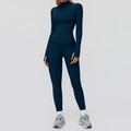 Survêtement thermique bleu marine pour femme avec veste à capuche zippée et legging slim - S / Haut Et Bas / Bleu Marine