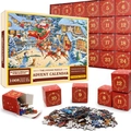 Calendrier de l'Avent puzzle de Noël 1008 pièces réparti en 24 boîtes rouges festives - Style sd40 (70x50cm)