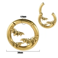 Golden stainless steel gothic bat ear gauges 34mm hoops with a hinged segment closure - Golden Bat