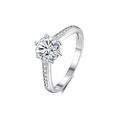Elegant 1 carat Moissanite ring in S925 silver with a V-shaped six-prong setting and side diamonds - US 5 / Silver (D Color Moissanite)