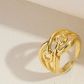 Vintage 14K vergoldeter Ring mit Hohlketten-Gliedern und verstellbarem offenem Design - Hohlkette