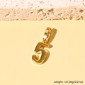 Exquisite 18K gold plated number 5 pendant for DIY necklaces, weighs 0.34g - Number 5
