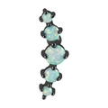 Zwarte gebogen roestvrijstalen tragus stud met vijf gegradueerde zwarte opalen - 1.2*6*3mm / Zwart - Wit Opaal
