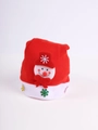 Glow-in-the-dark red Christmas hat with 3D snowman applique and sequin snowflake detail - Adult Non-Glow Snowman