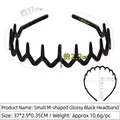 Glossy black wavy plastic headband with non-slip teeth for comfortable hair styling - 453# Small M Black