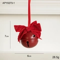 Campanella di Natale in metallo rosso con fiocco di velluto e glitter scintillanti - Campanello Rosso