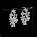 Elegant floral silver drop earrings featuring sparkling zircon crystals for a luxury look - Two-Way Flower Studs / Silver (Silver Pin)