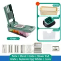 Set tagliaverdure 13-in-1 verde scuro con lame intercambiabili e cestello scolo - Set da 13 pezzi / Verde